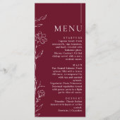 Elegant Floral Burgundy Formal Wedding Dinner メニュー (正面)