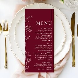 Elegant Floral Burgundy Formal Wedding Dinner メニュー