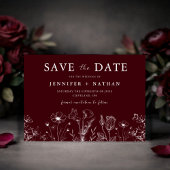 Elegant Floral Burgundy Save the Date Card  セーブザデート