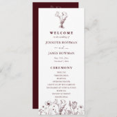 Elegant Floral Burgundy Wedding  プログラム (正面/裏面)