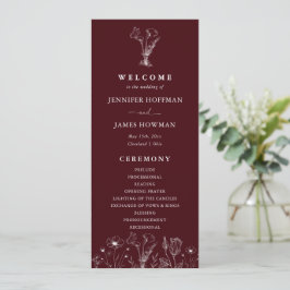 Elegant Floral Burgundy Wedding  プログラム
