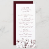 Elegant Floral Burgundy Wedding  メニュー (正面/裏面)