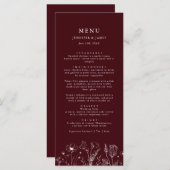 Elegant Floral Burgundy Wedding  メニュー (正面/裏面)