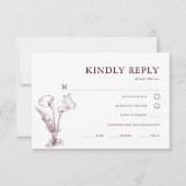 Elegant Floral Burgundy Wedding  出欠カード (正面)