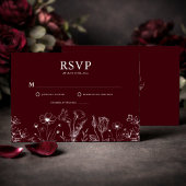 Elegant Floral Burgundy Wedding 出欠カード