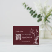 Elegant Floral Burgundy Wedding Details QR Code  エンクロージャーカード (スタンド正面)