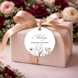 Elegant Floral Burgundy Wedding  Favor Tags フェイバータグ