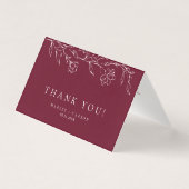 Elegant Floral Burgundy Wedding Folded Thank You (正面)