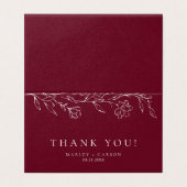 Elegant Floral Burgundy Wedding Folded Thank You (外部フラット)