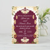 Elegant Floral Burgundy Wedding Invitation  招待状 (スタンド正面)