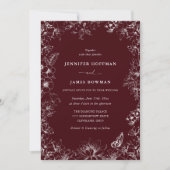 Elegant Floral Burgundy Wedding Invitation 招待状 (正面)
