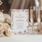 Elegant Floral Burgundy Wedding Invitation 招待状