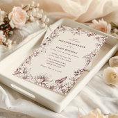 Elegant Floral Burgundy Wedding Invitation 招待状