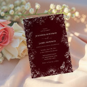 Elegant Floral Burgundy Wedding Invitation 招待状