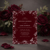 Elegant Floral Burgundy Wedding Invitation 招待状