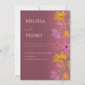Elegant Floral Burgundy Wedding Invitation 招待状 (正面)