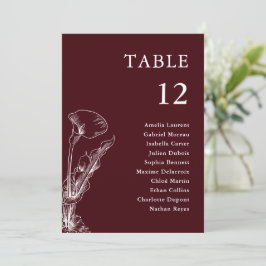 Elegant Floral Burgundy Wedding Seating Chart