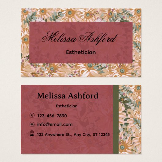 Elegant Floral Business Card  (正面&裏面)