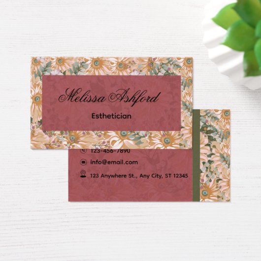 Elegant Floral Business Card  (デスク)