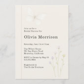 Elegant Floral Butterflies QR Code Bridal Shower 招待状 (正面)