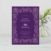 Elegant Floral Butterfly 60th Birthday Invitation  招待状 (スタンド正面)