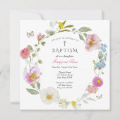 Elegant Floral Butterfly Baptism Invitation 招待状 (正面)