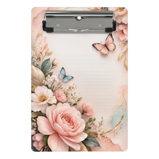 Elegant Floral Butterfly Clipboard ミニクリップボード (正面)