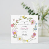 Elegant Floral Butterfly Communion Invitation 招待状 (スタンド正面)