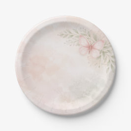 Elegant Floral Butterfly Garden ペーパープレート