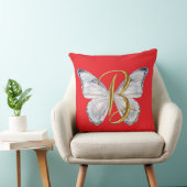 Elegant Floral Butterfly Letter B - Artistic Monog クッション (椅子)