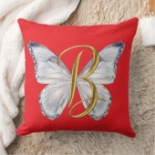 Elegant Floral Butterfly Letter B - Artistic Monog クッション (ブランケット)