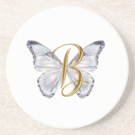 Elegant Floral Butterfly Letter B - Artistic Monog コースター