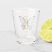 Elegant Floral Butterfly Letter B - Artistic Monog ショットグラス (裏面)