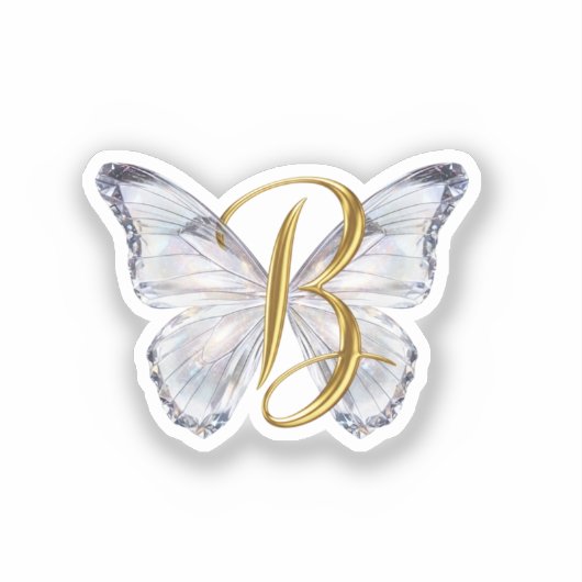Elegant Floral Butterfly Letter B - Artistic Monog シール (正面)