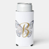 Elegant Floral Butterfly Letter B - Artistic Monog スリム缶クーラー (Seltzer正面)