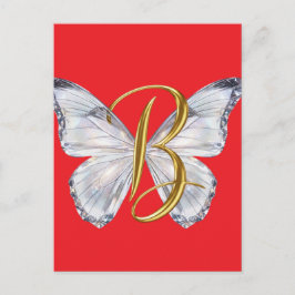 Elegant Floral Butterfly Letter B - Artistic Monog ポストカード