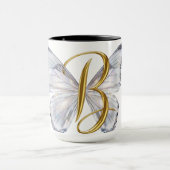 Elegant Floral Butterfly Letter B - Artistic Monog マグカップ (中央)
