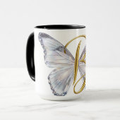 Elegant Floral Butterfly Letter B - Artistic Monog マグカップ (正面左)