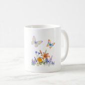 Elegant Floral & Butterfly Mug – Delicate Flowers コーヒーマグカップ (正面右)