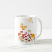 Elegant Floral & Butterfly Mug – Delicate Flowers コーヒーマグカップ (正面右)