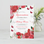 Elegant Floral Butterfly Quinceañera Invitation 招待状 (スタンド正面)