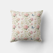 Elegant Floral & Butterfly Throw Pillow クッション (裏面)