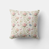 Elegant Floral & Butterfly Throw Pillow クッション (正面)