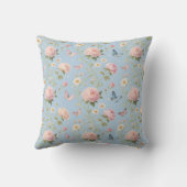 Elegant Floral & Butterfly Throw Pillow クッション (裏面)