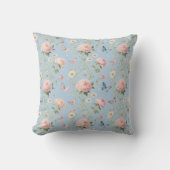 Elegant Floral & Butterfly Throw Pillow クッション (正面)