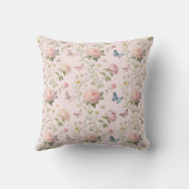 Elegant Floral & Butterfly Throw Pillow クッション (裏面)