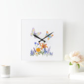 Elegant Floral & Butterfly Wall Art – Beautiful Fl スクエア壁時計 (ホーム)