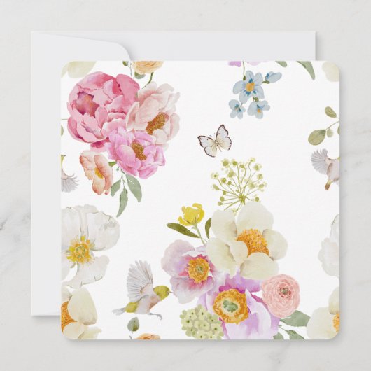 Elegant Floral Butterfly Wedding Invitation 招待状 (裏面)