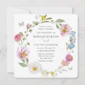 Elegant Floral Butterfly Wedding Invitation 招待状 (正面)