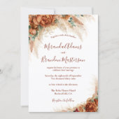 Elegant Floral Calligraphy QR CodeBoho Wedding 招待状 (正面)